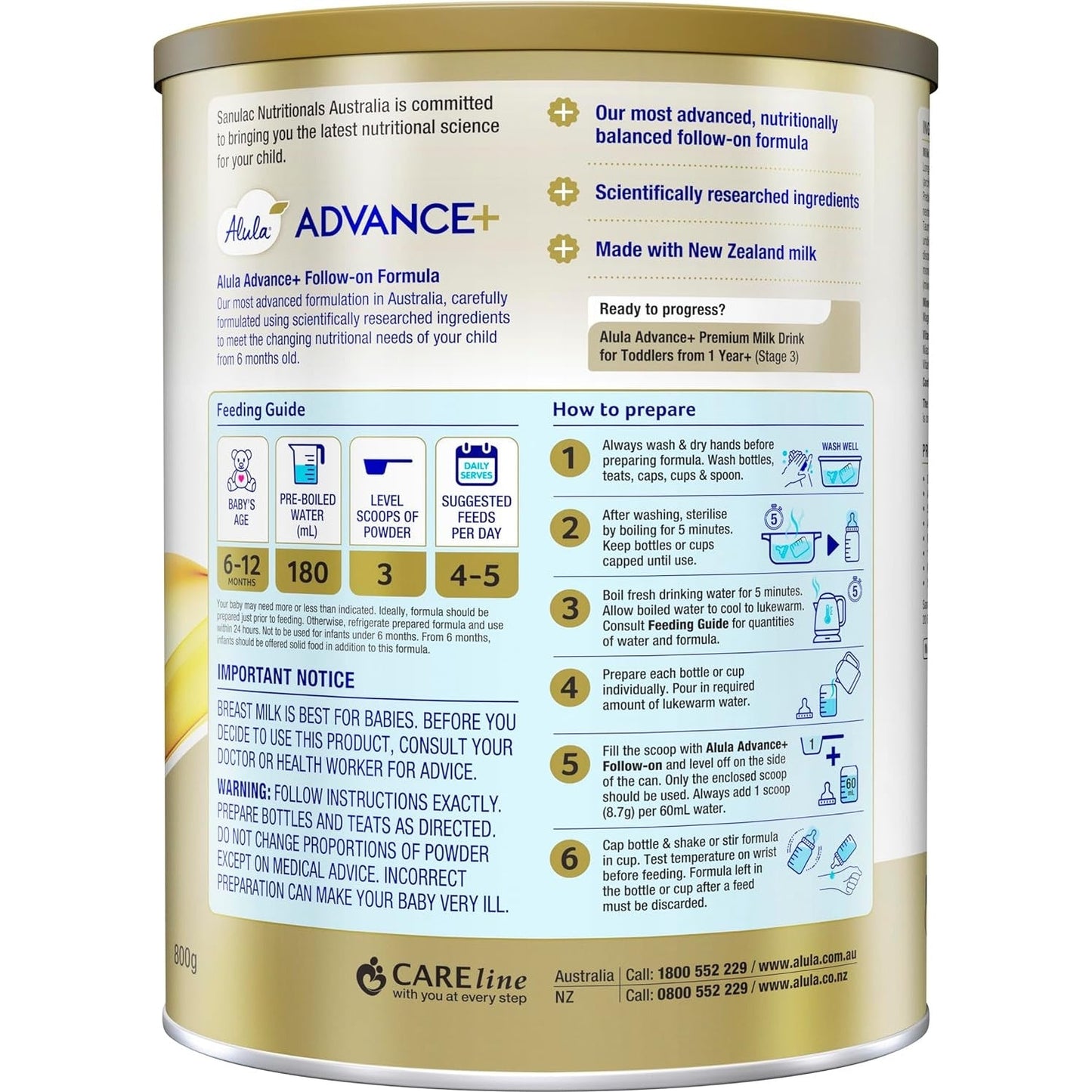 Alula Advance+ Stage 2 Follow on Formula 6-12 Months 800g