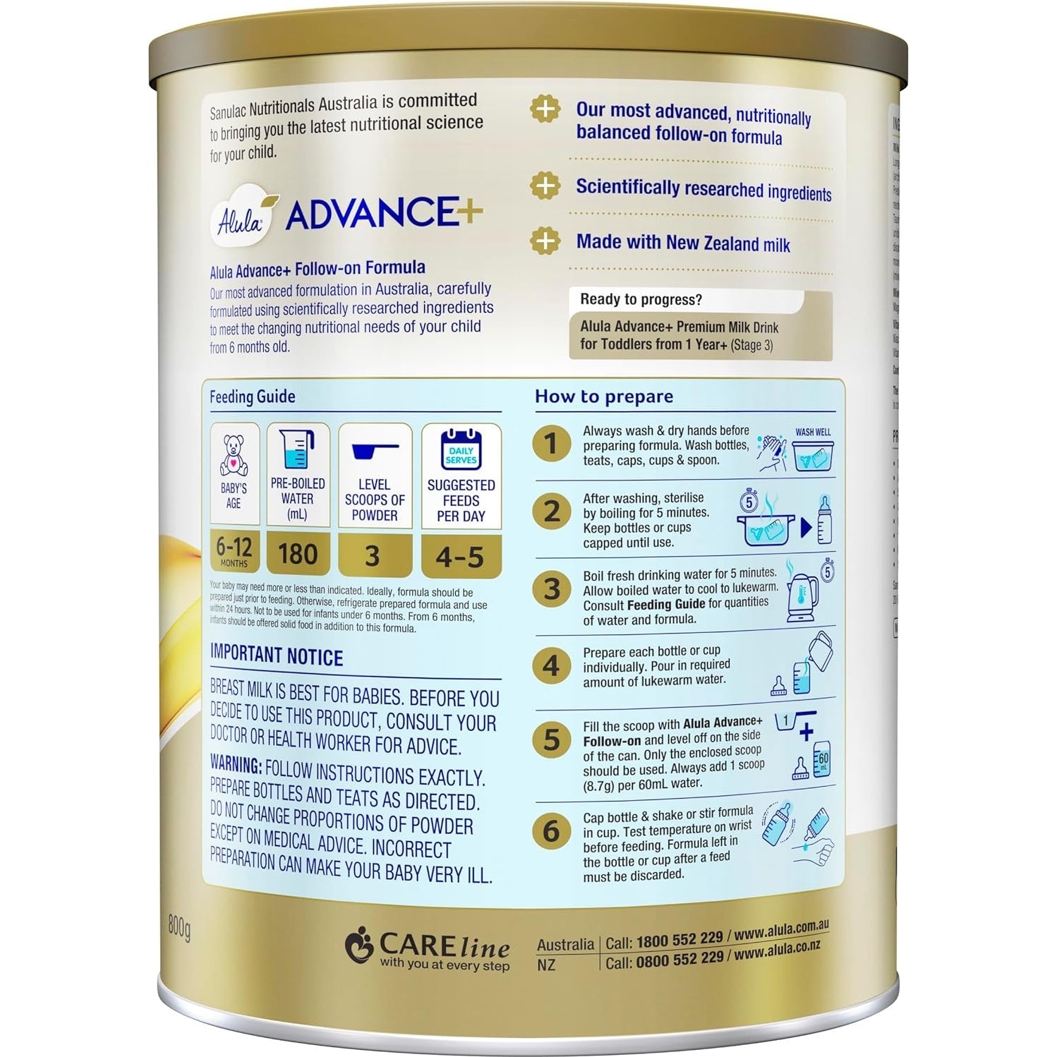 Alula Advance+ Stage 2 Follow on Formula 6-12 Months 800g