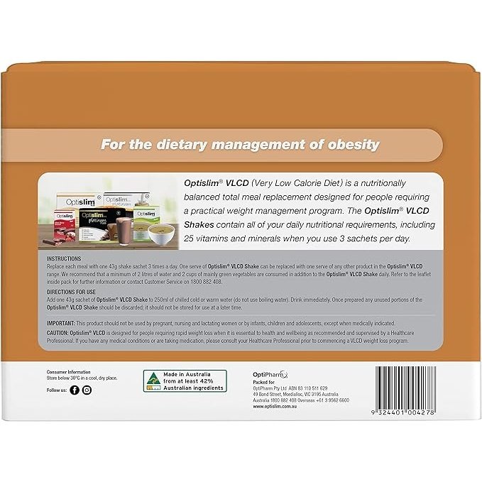 Optislim VLCD Meal Replacement Shake Salted Caramel 21x43g Sachets
