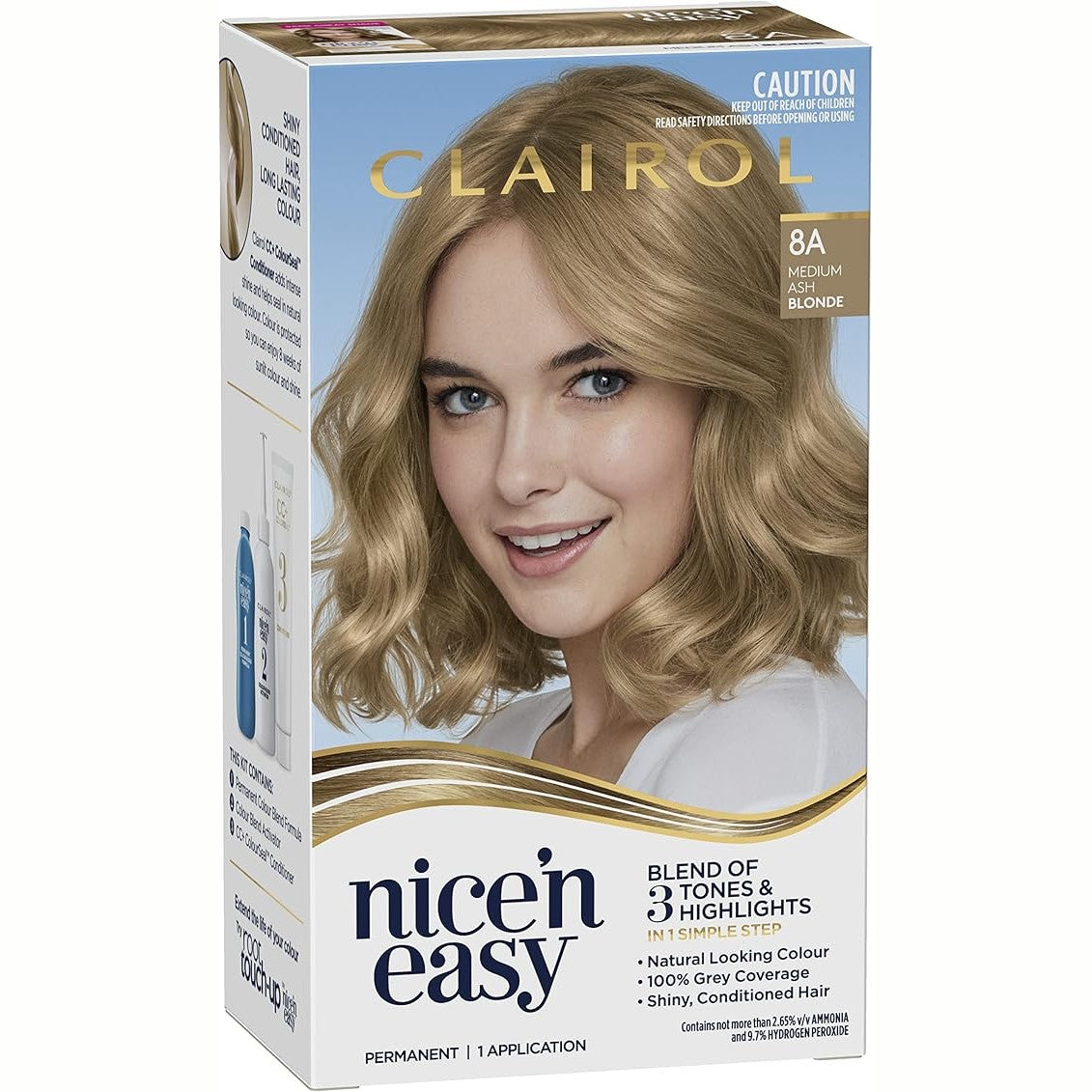 Clairol Nice 'N Easy 8A Natural Medium Ash Blonde Permanent Hair Colour 1 Pack