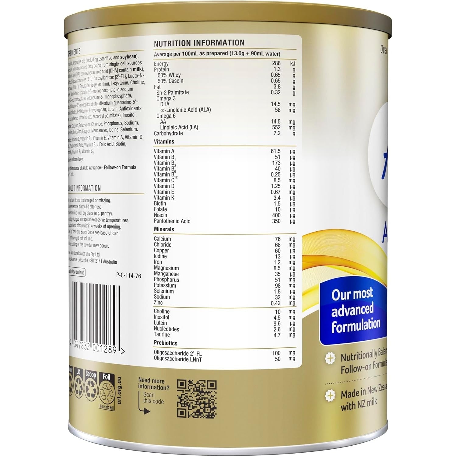 Alula Advance+ Stage 2 Follow on Formula 6-12 Months 800g