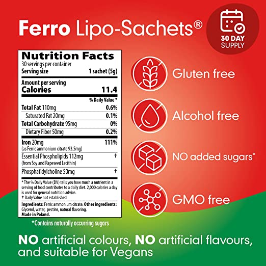 Ferro Lipo-Sachets Strawberry Flavour 30 Sachets