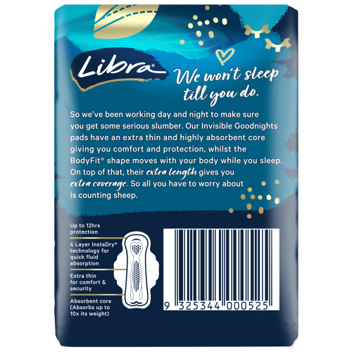Libra Invisible Goodnights Maximum Protection Wings Pads 10 Pack