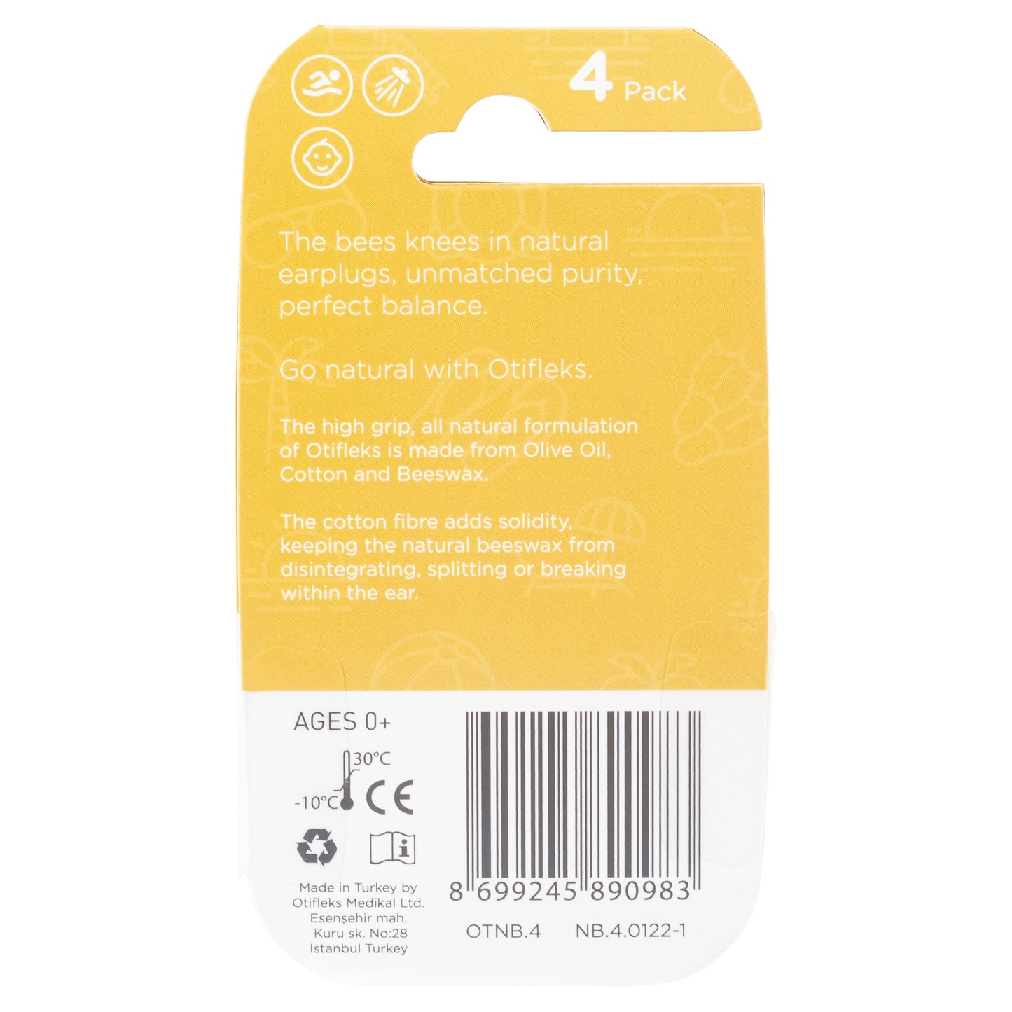 OTIFLEKS BEESWAX EAR PLUGS 4PK