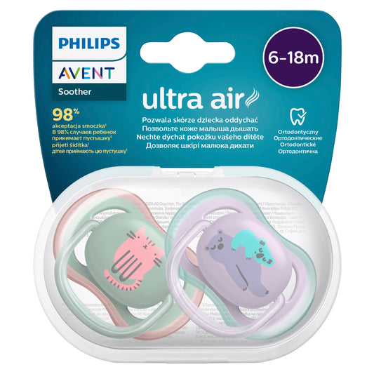 Avent Ultra Air Soother Deco Mixed 6-18 Months 2 Pack - Assorted