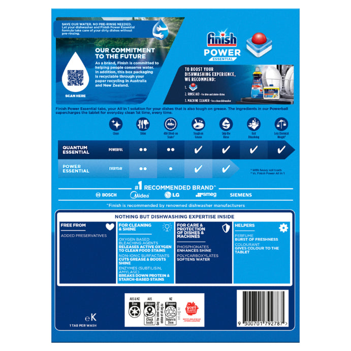 Finish Power Essential Auto Dishwash Tablets Lemon Sparkle 80 Pack