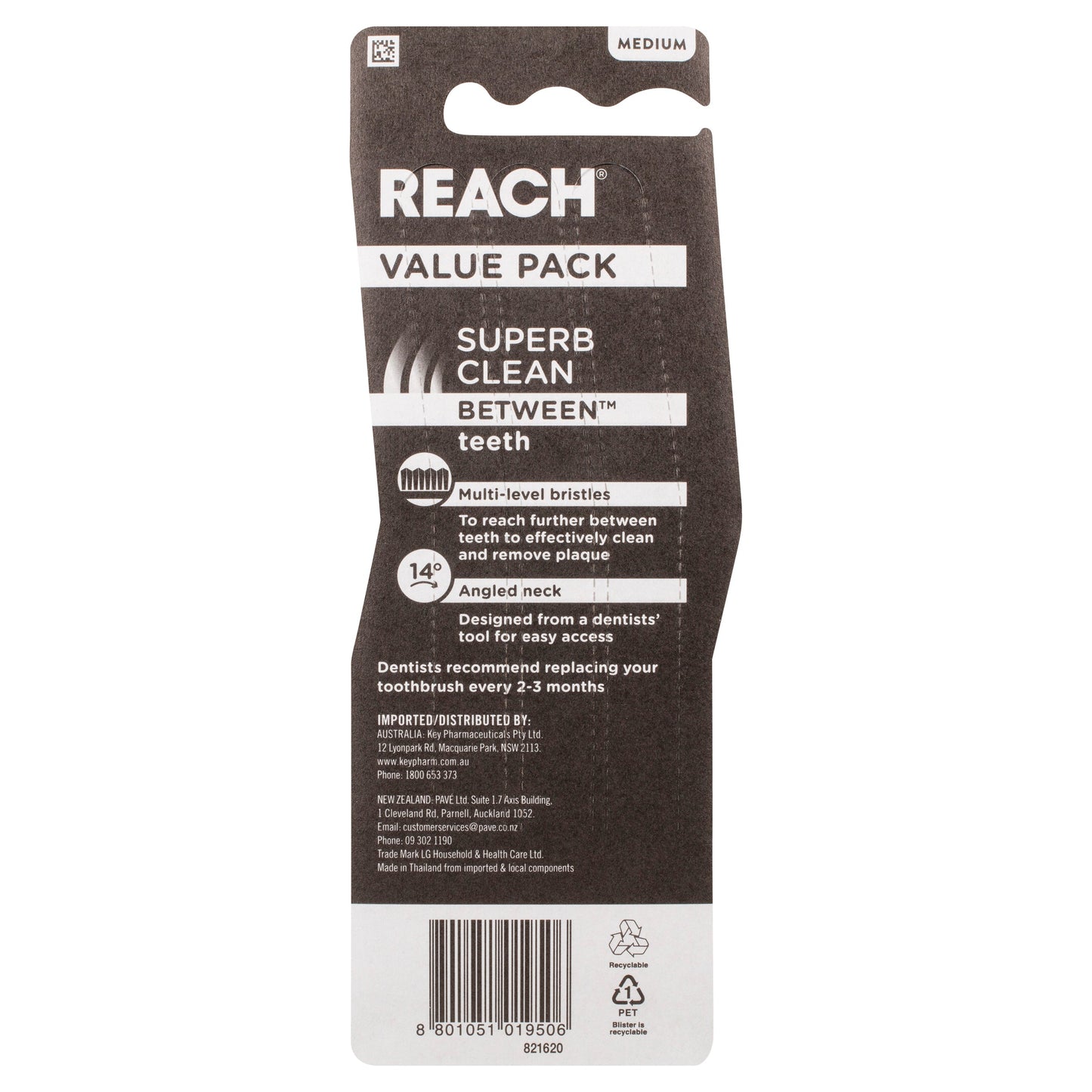 Reach Toothbrush Superb Clean Between Teeth Medium 3PK