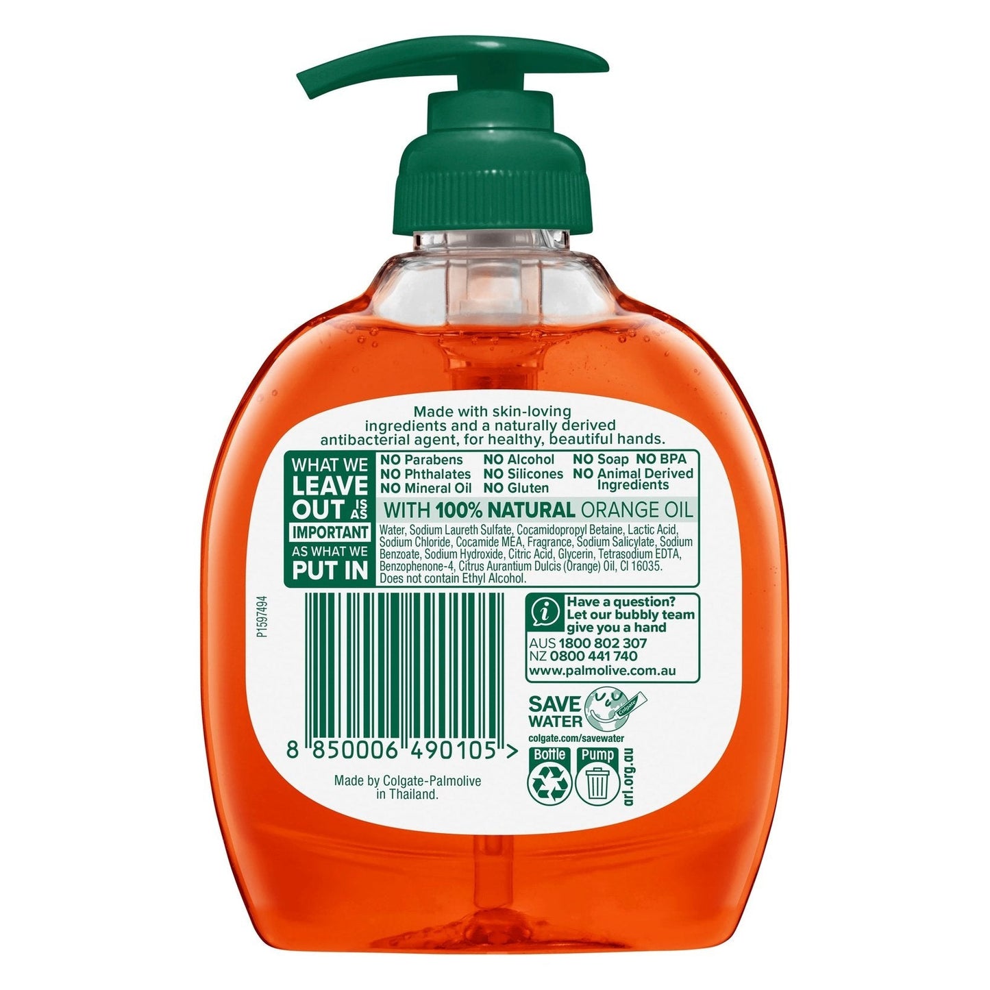 Palmolive Antibacterial 2 Hour Defence Liquid Hand Wash Orange Pump 250mL