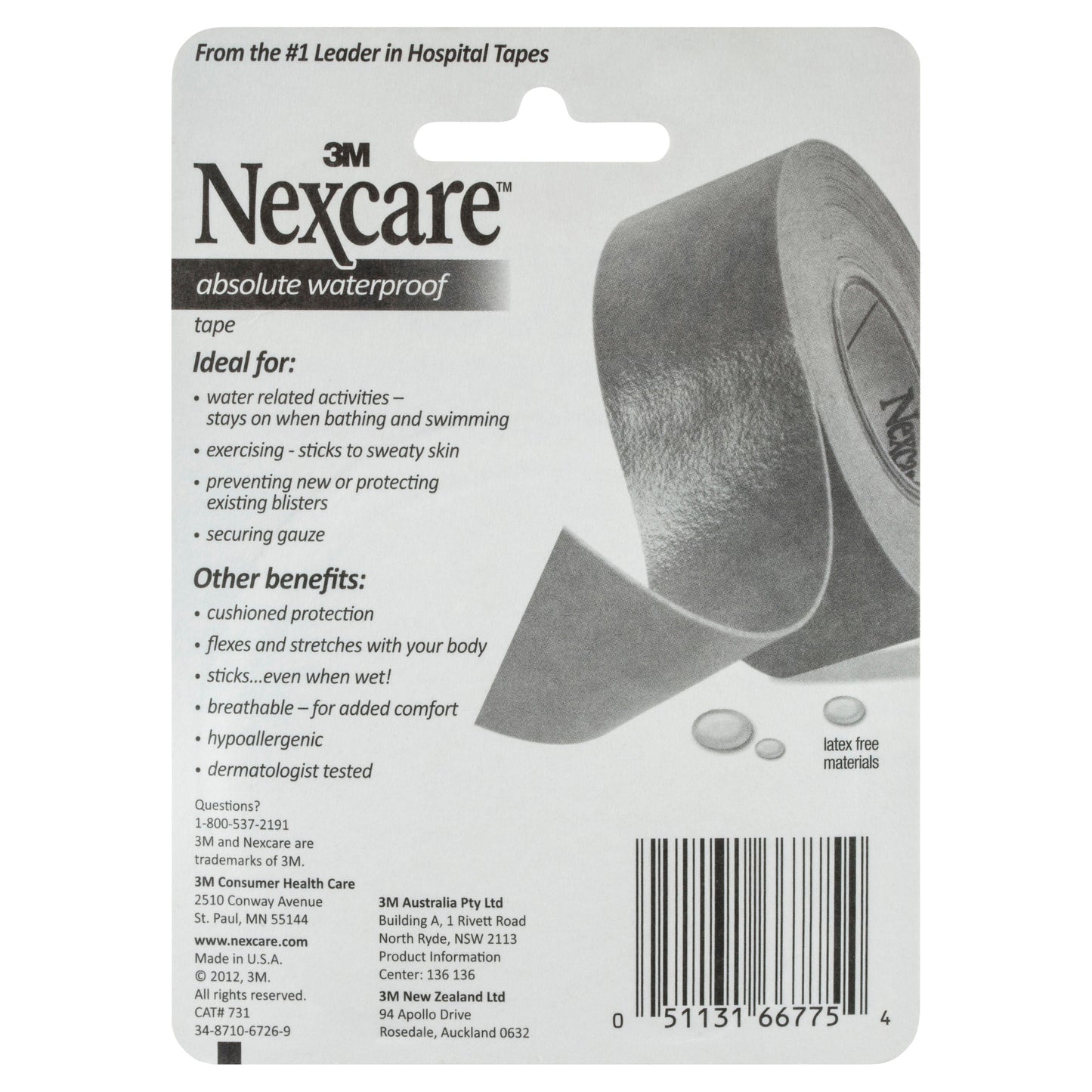 Nexcare Micropore Absolute Waterproof Tape 25.4mm x 4.57m