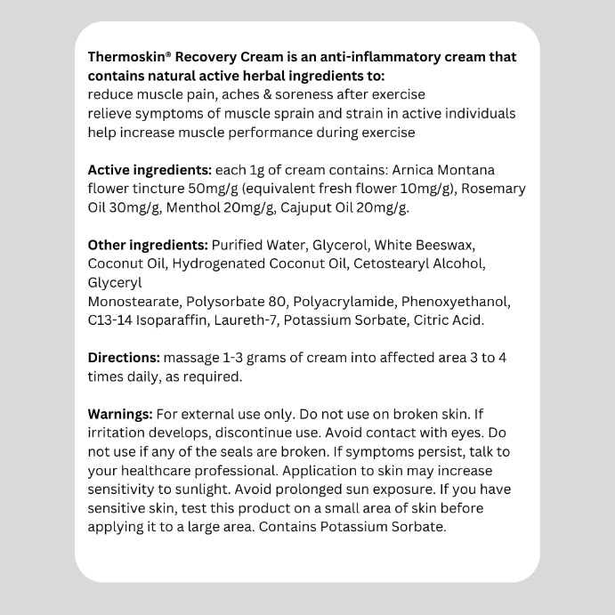 Thermoskin Recovery Cream Pain Relief 50