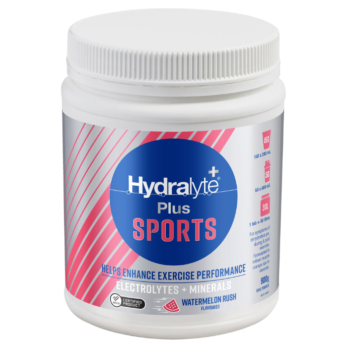 Hydralyte Plus Sports W/m Fla Pwd 900ghydralyte Plus Sports Watermelon Rush Flavoured Powder 900g
