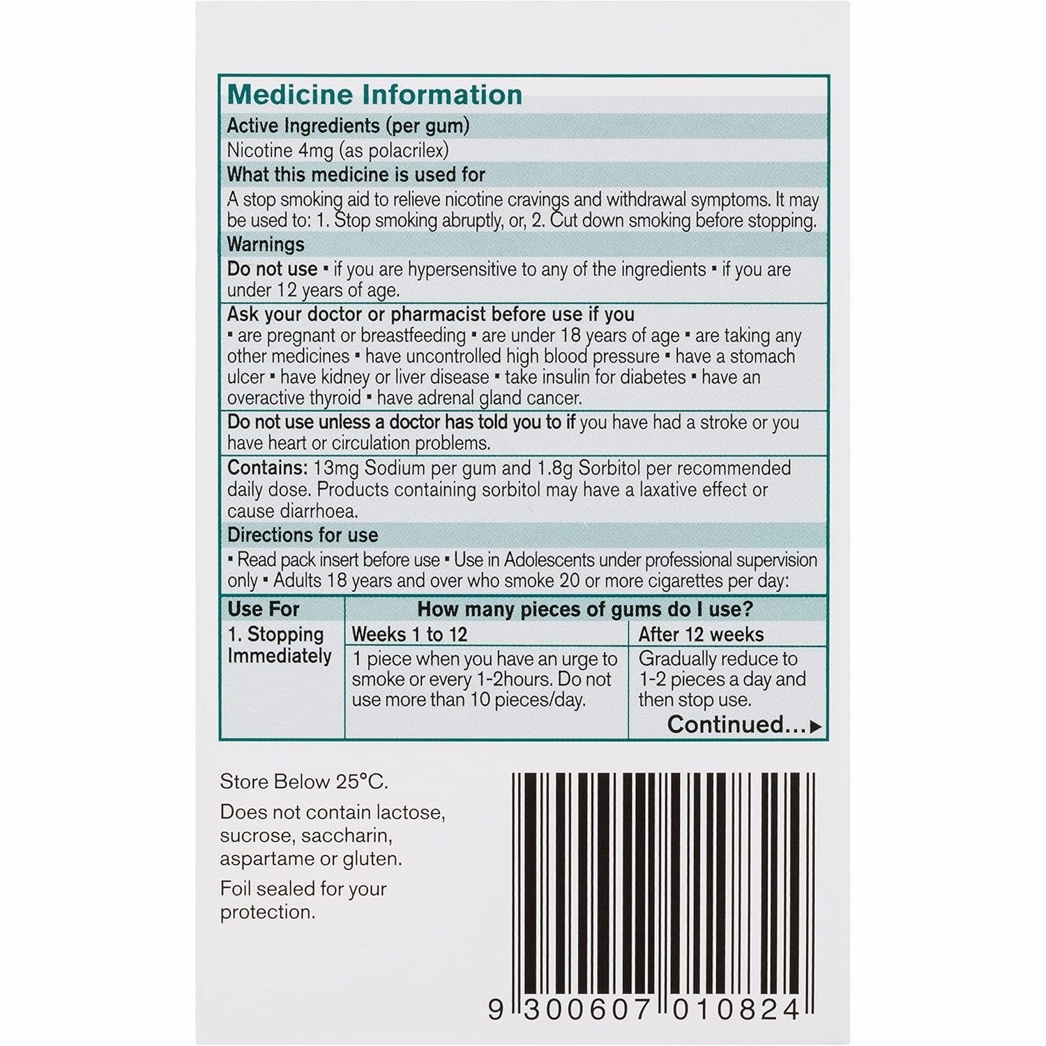 Nicorette Gum 4mg Classic 75 Pieces