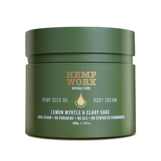 Hemp Worx Lemon Myrtle & Clary Sage Body Cream 200gm
