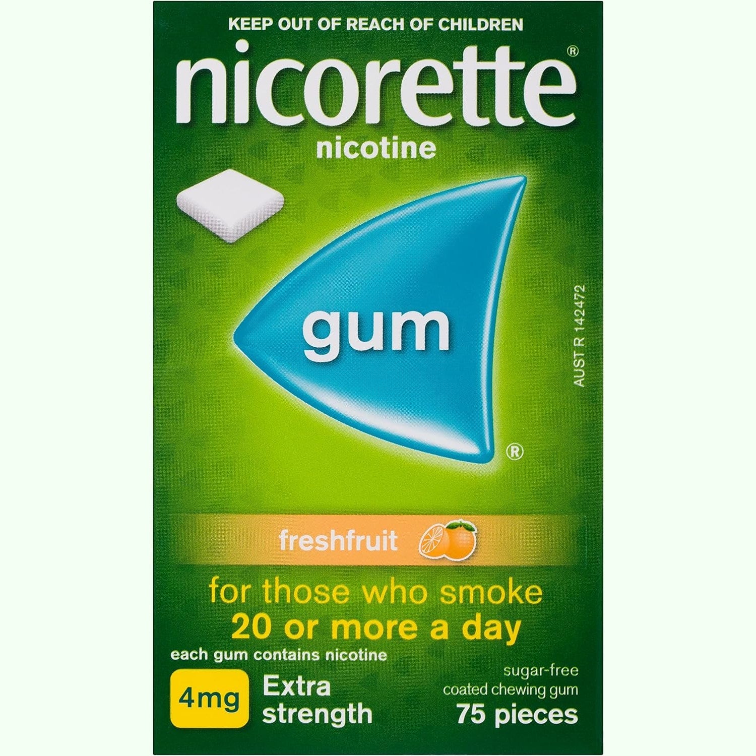 Nicorette Gum 4mg Fresh Fruit 75 Pieces