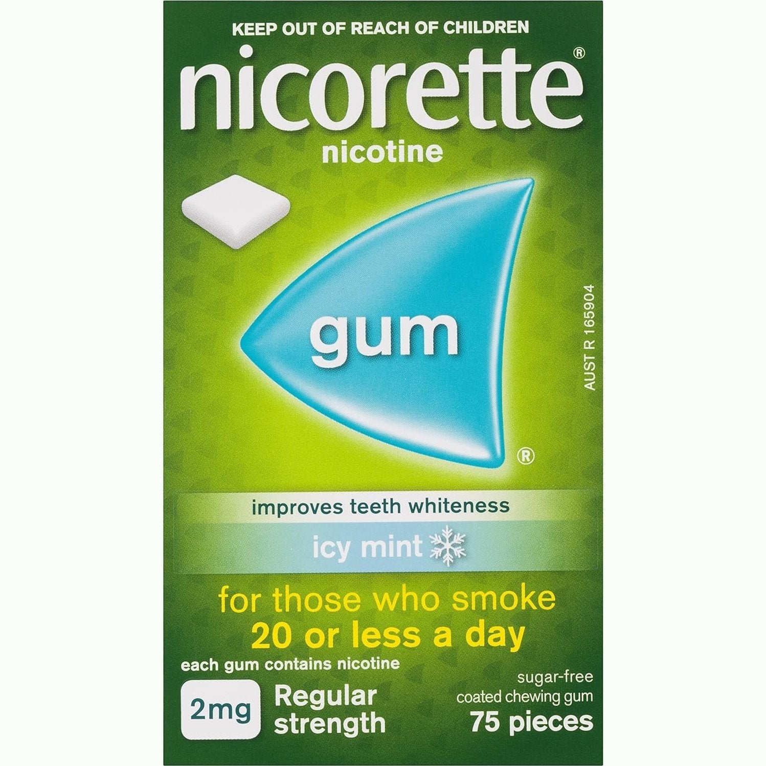 Nicorette Quit Smoking Regular Strength Nicotine Gum Icy Mint 75