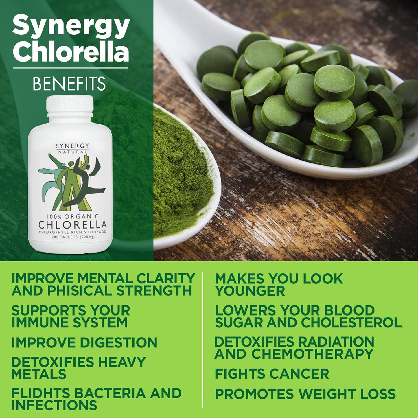 Synergy Natural Organic Chlorella 500mg 200t