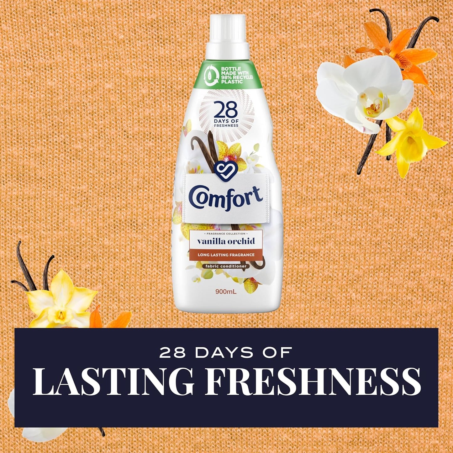 Comfort Concentrate Liquid Fabric Conditioner & Softner 900ml, Fragrance Collection VANILLA ORCHID