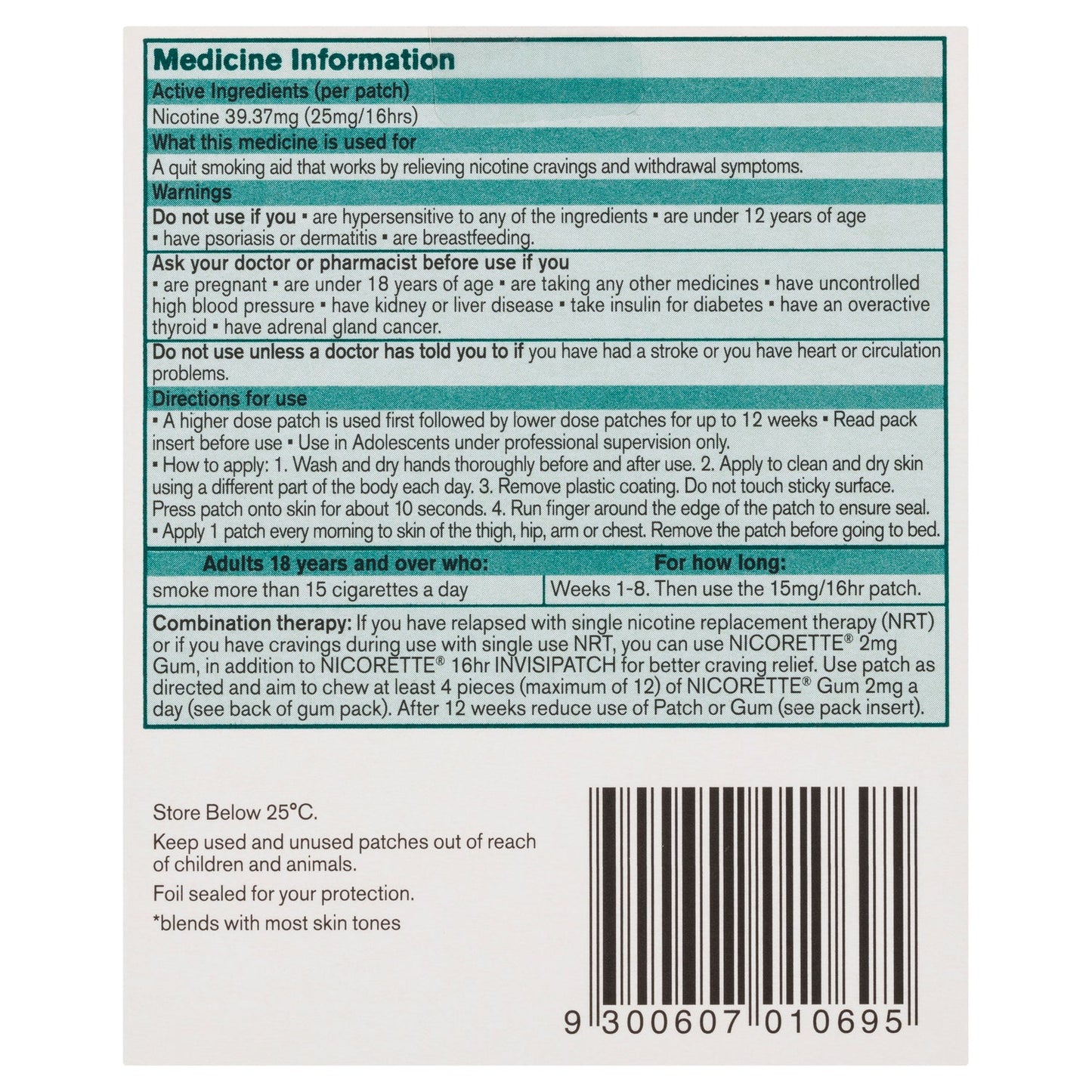Nicorette InvisiPatch 25mg 14 Patches