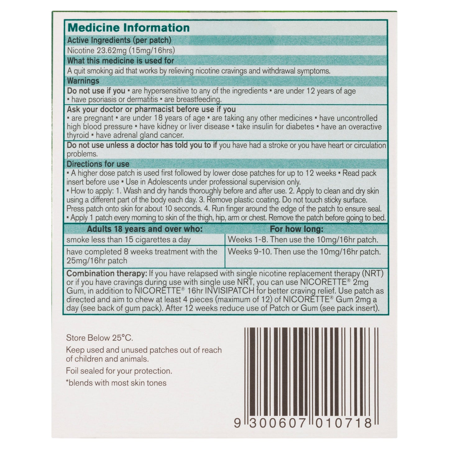 Nicorette InvisiPatch 15mg  7 Patches