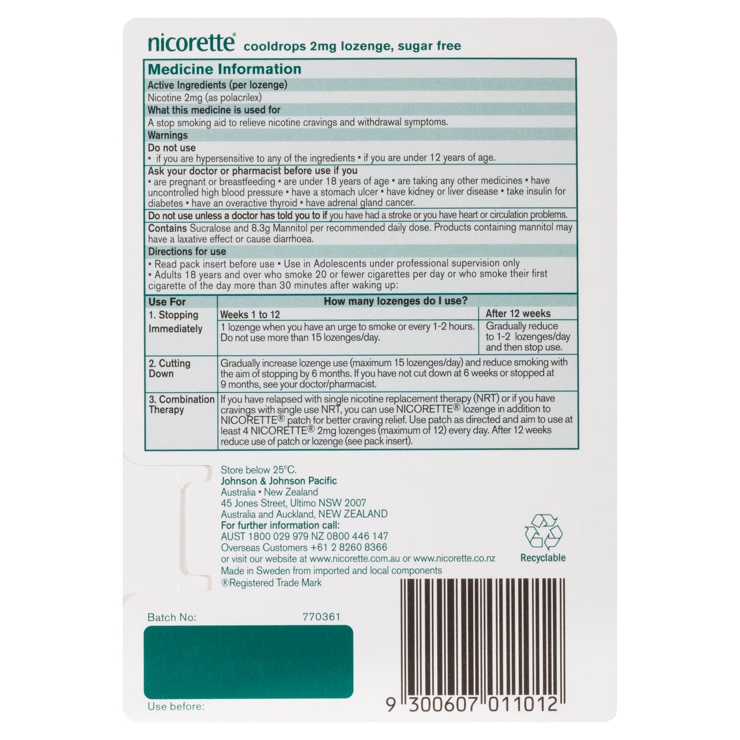 Nicorette Cooldrops 2mg 20 Lozenges