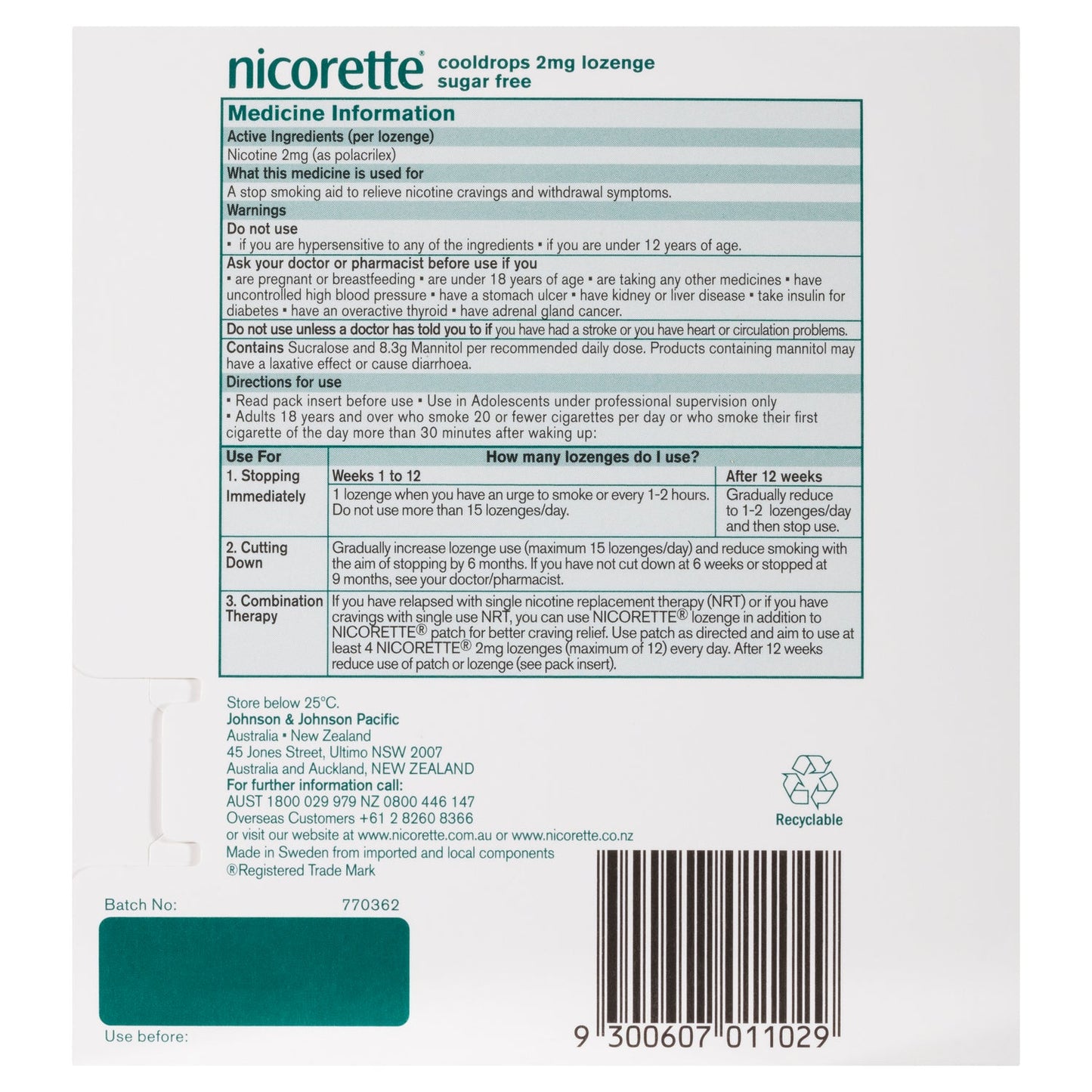Nicorette Cooldrops 2mg  80 Lozenges