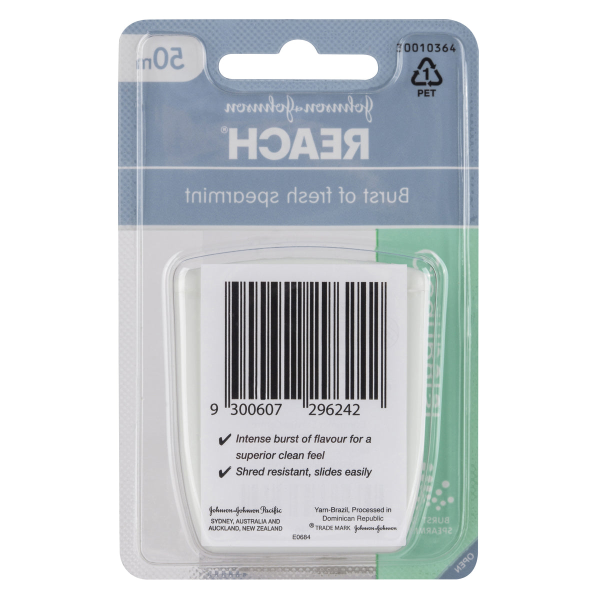 REACH Cleanburst Spearmint Waxed Dental Floss 50m