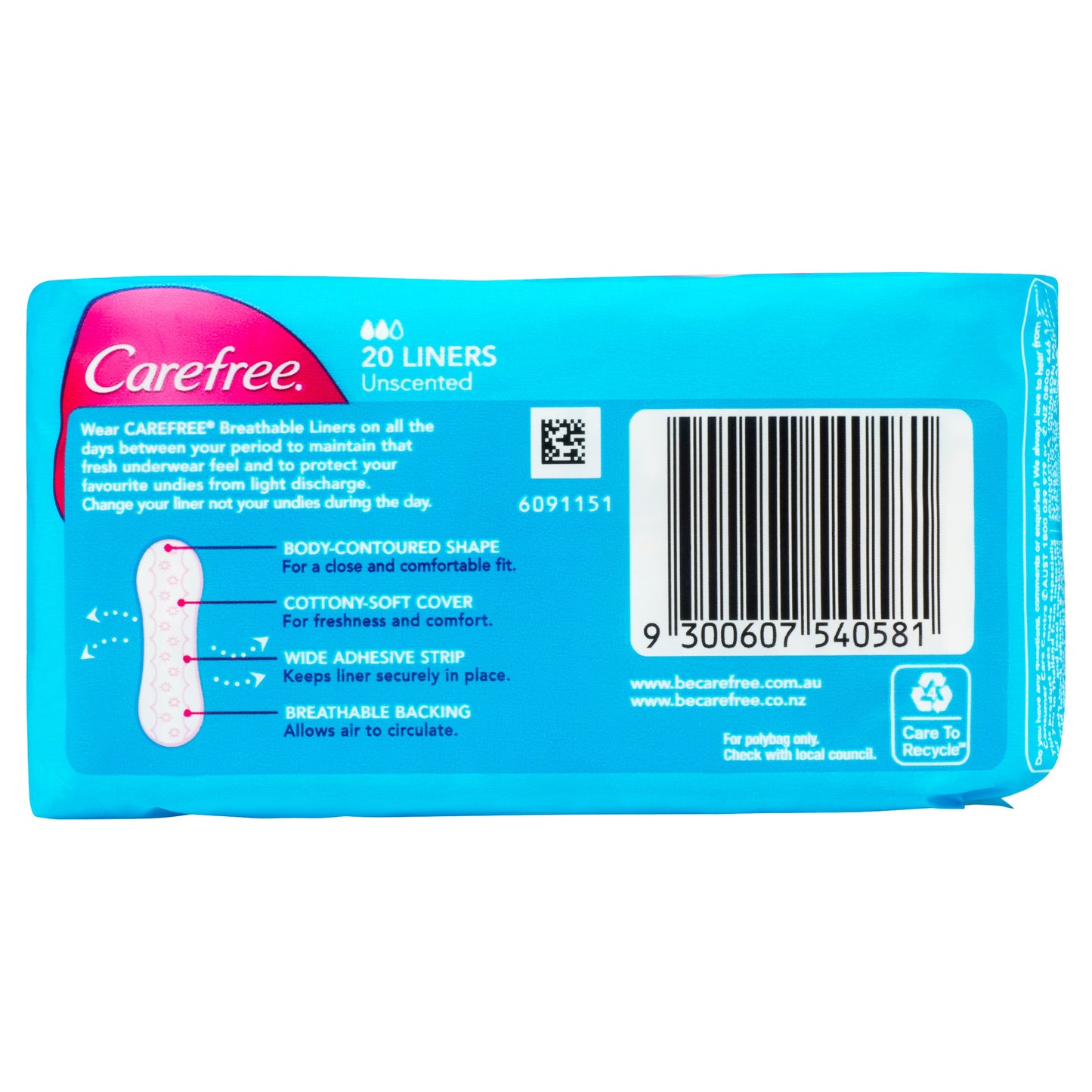 Carefree Breathable Liners Folded & Wrapped 20