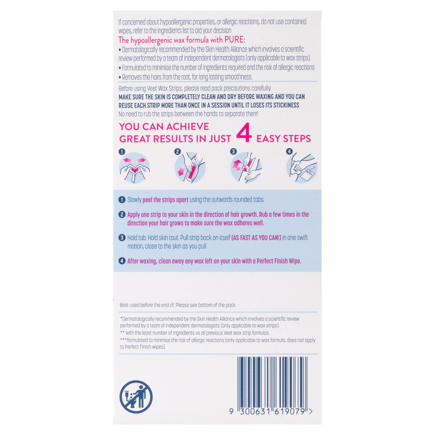 Veet Pure Cold Wax Strips Leg 40PK