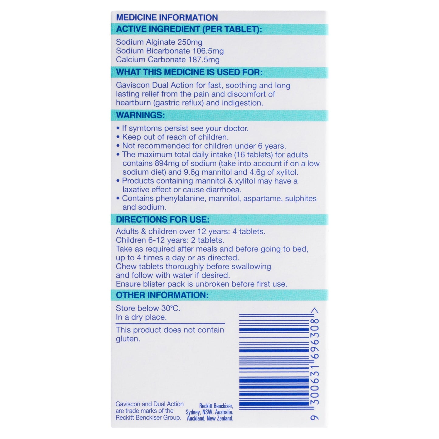 Gaviscon Dual Action Heartburn and Indigestion Relief Mixed Berry 16PK