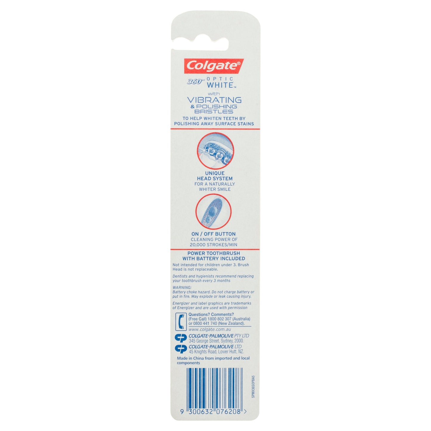 Colgate 360 Optic White Powered Toothbrush Soft with vibrating & polishing bristles Soft