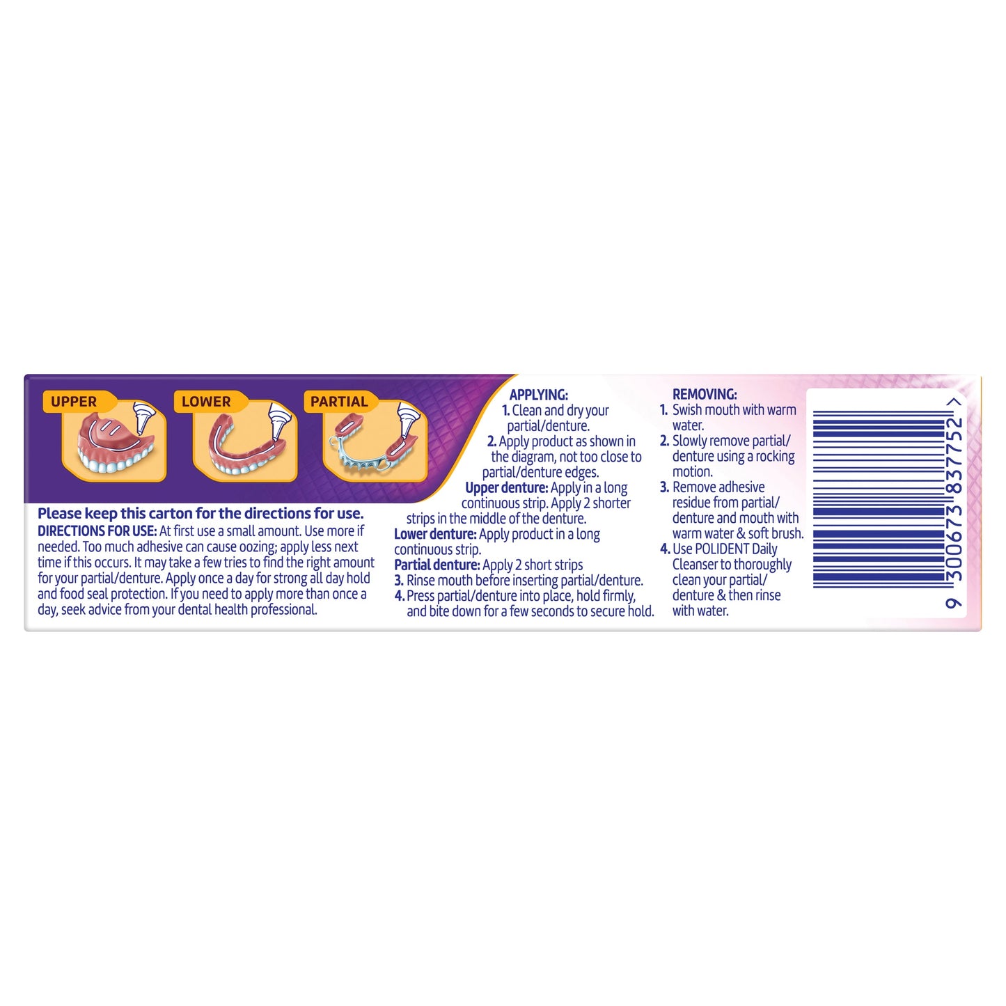 Polident MAX SEAL Denture Adhesive Cream 40g