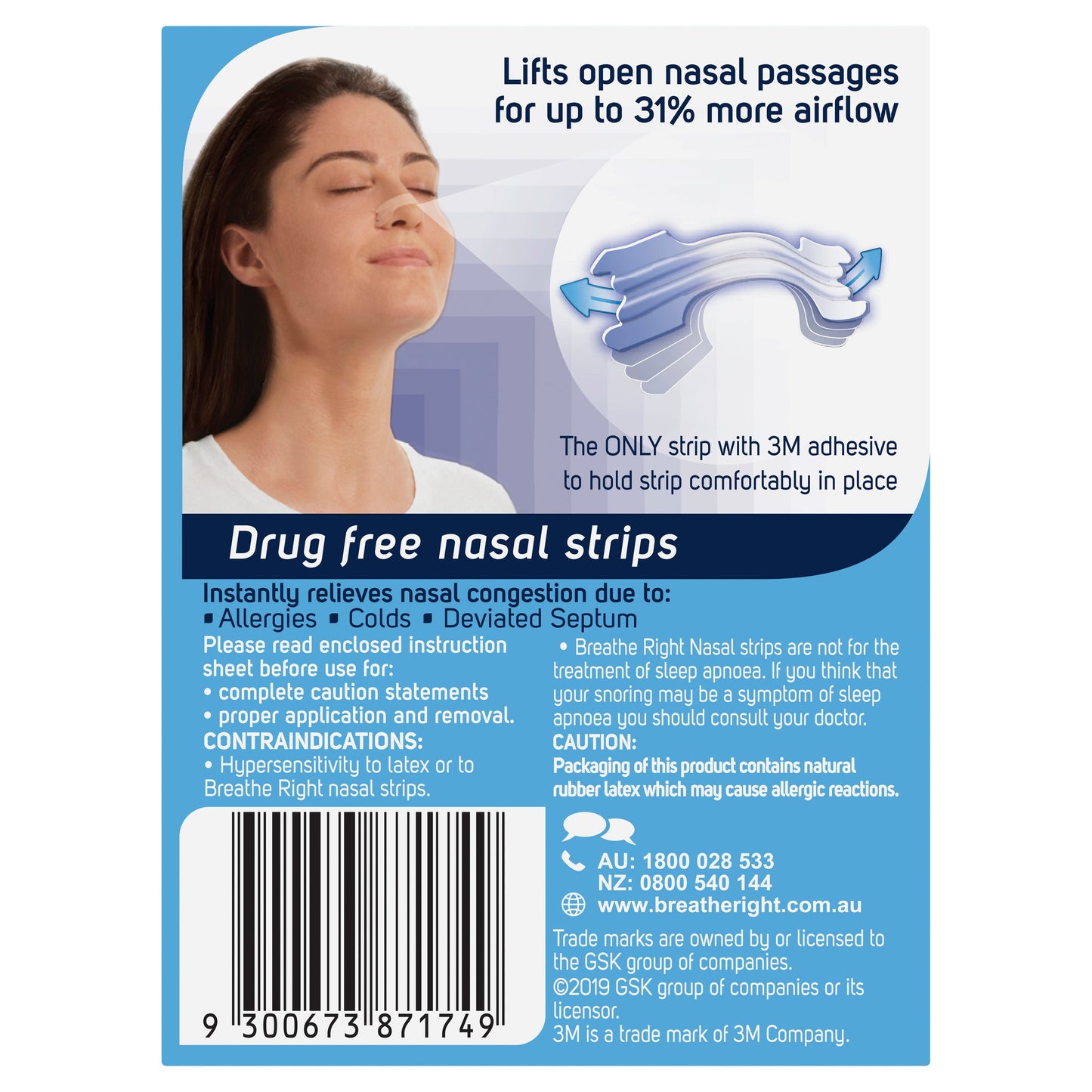 Breathe Right Nasal Strips Clear Large X 30