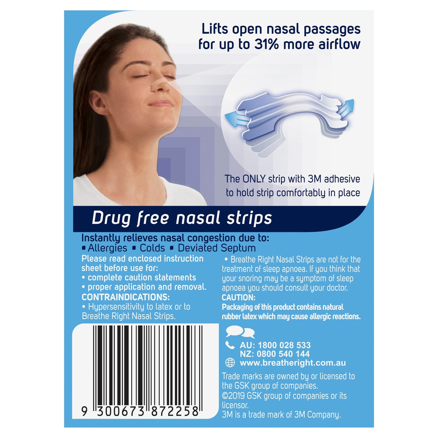 Breathe Right Nasal Strips Clear Regular (Sml/Med) X 30