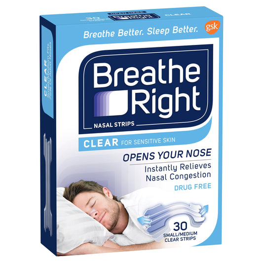 Breathe Right Nasal Strips Clear Regular (Sml/Med) X 30