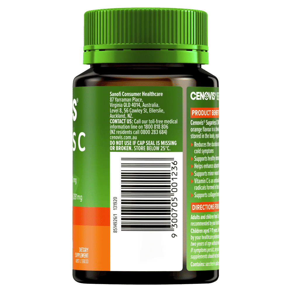 Cenovis Sugarless C 500mg Chewable Vitamin C 100 Tablets