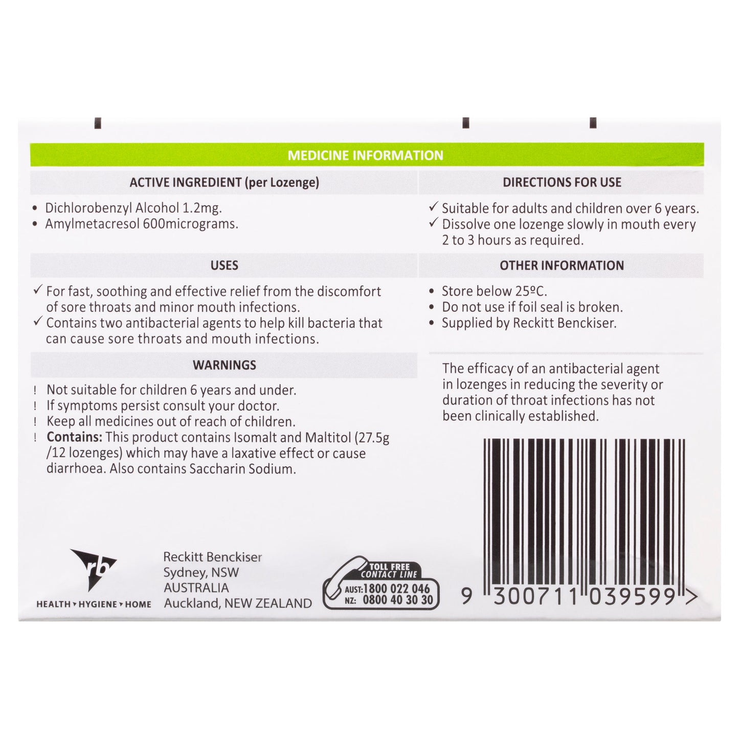 Strepsils Sugar Free Lemon 36 Lozenges