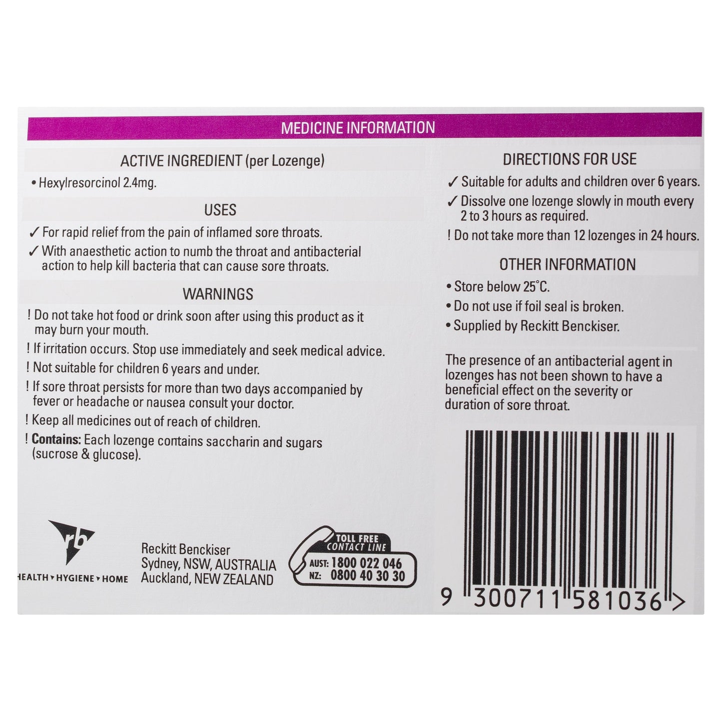 Strepsils Extra Blackcurrant 16 Lozenges