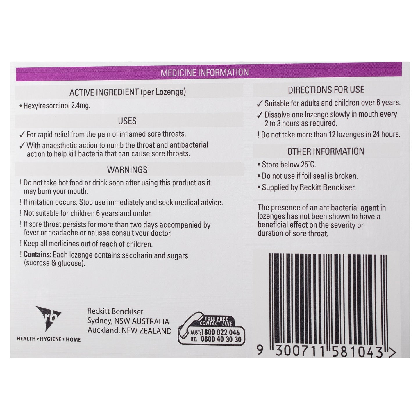 Strepsils Extra Blackcurrant 36 Lozenges