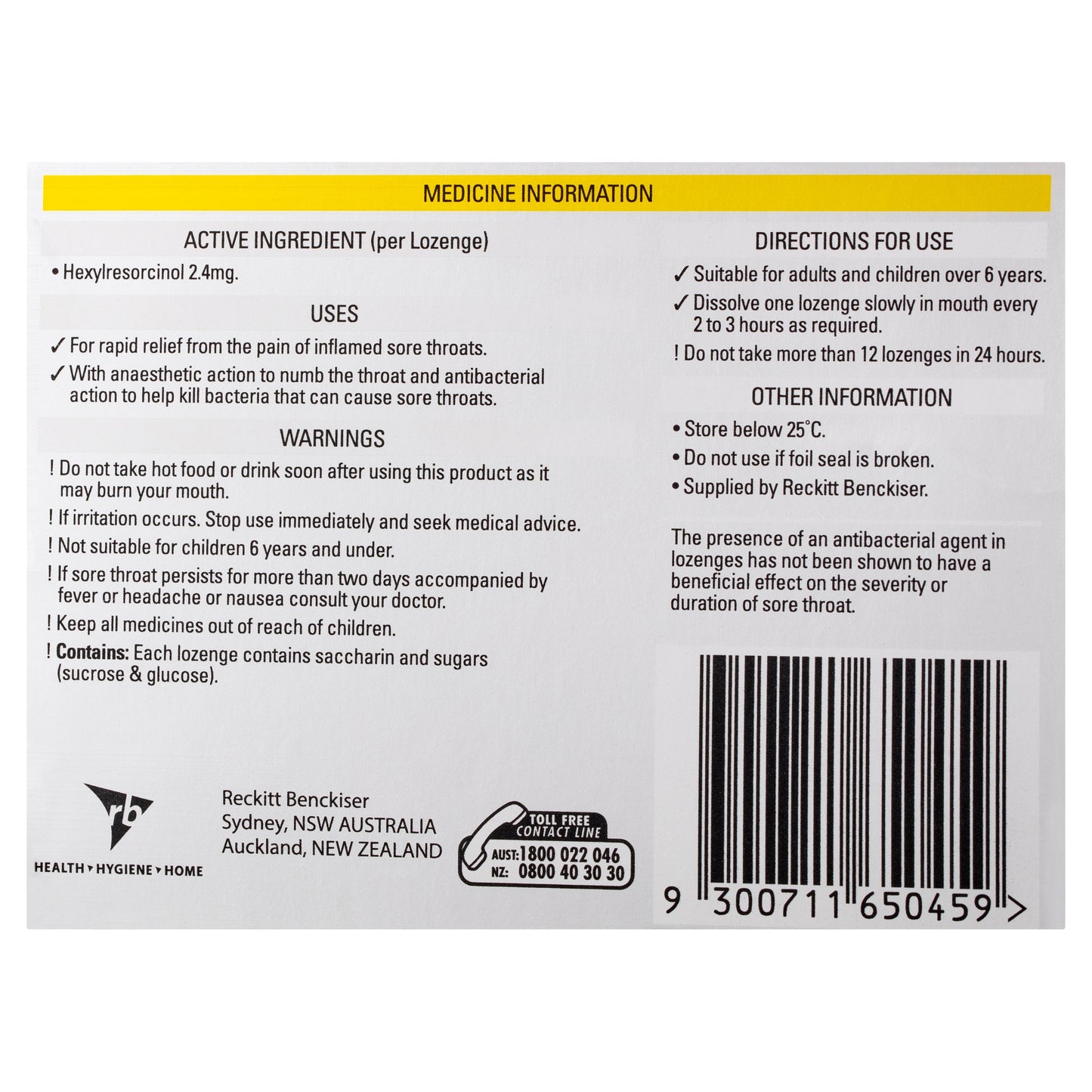 Strepsils Extra Honey Lemon Lozenges 36pk Fast Numbing Sore Throat Pain Relief with Anaesthetic