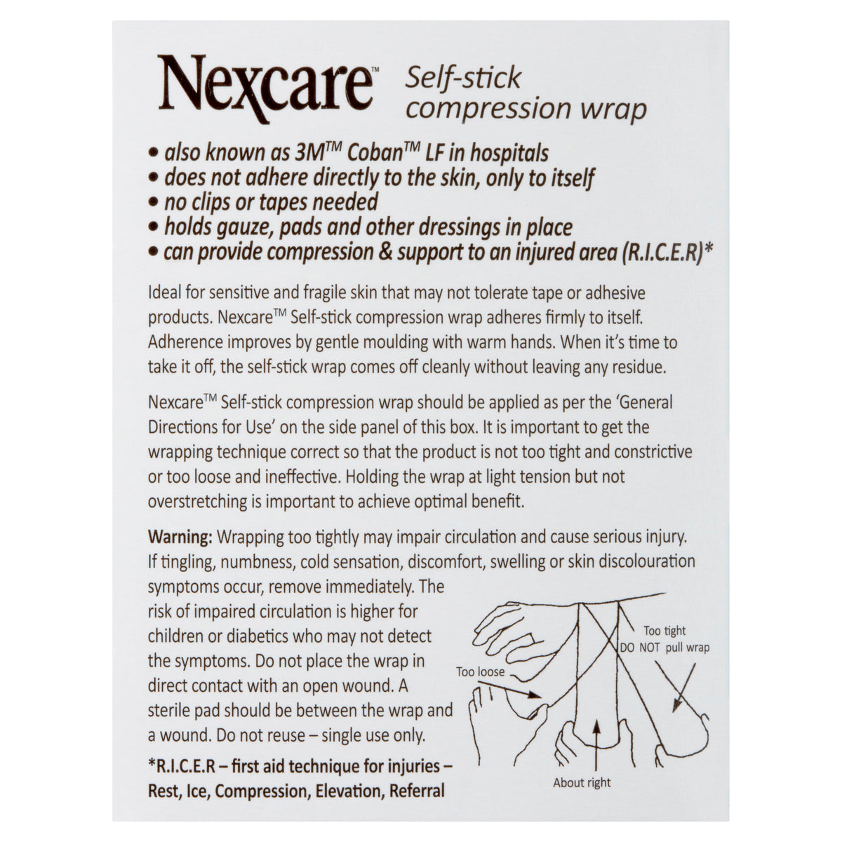 Nexcare Self Stick Compression Wrap 25Mm