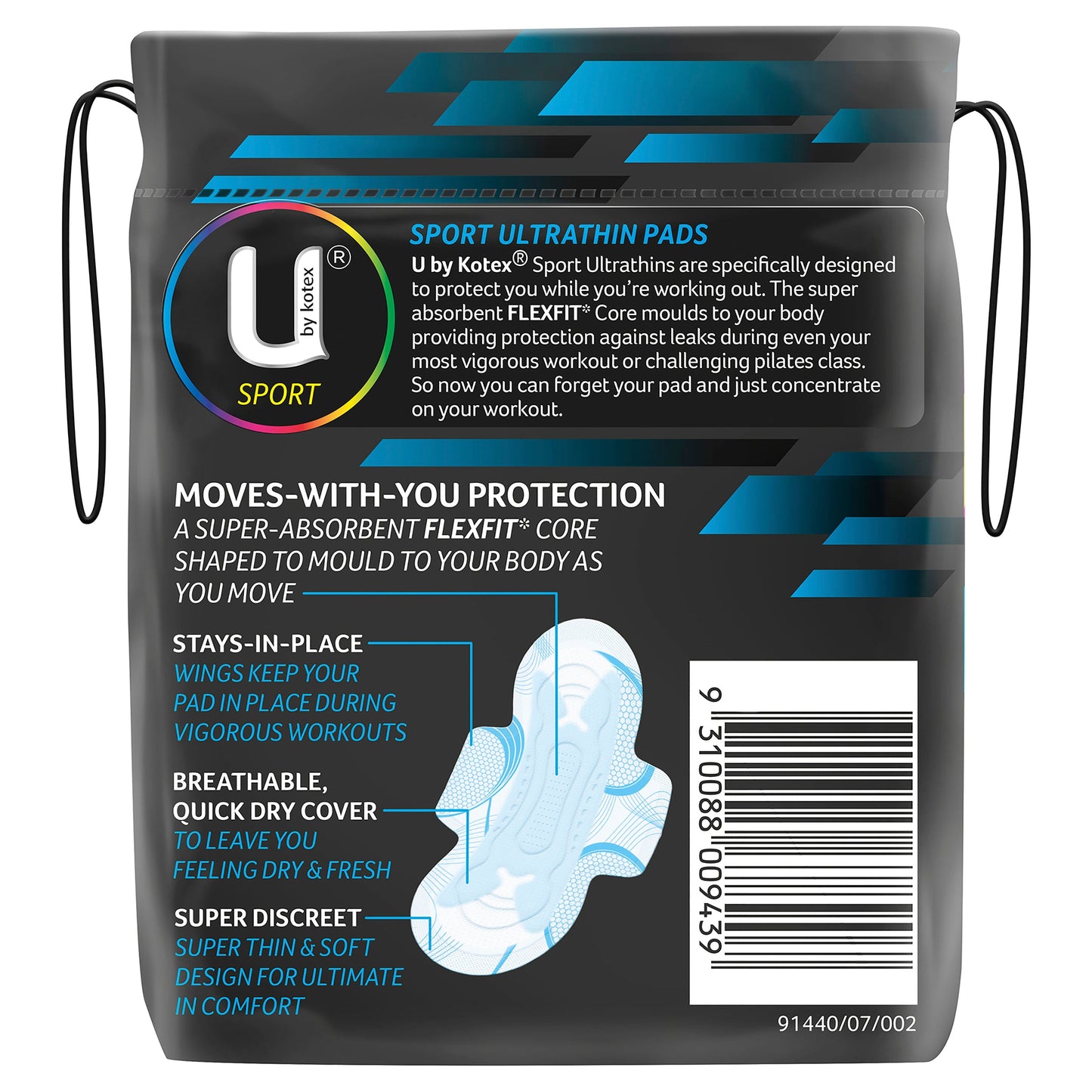 U by Kotex Regular Sport Ultrathins With Wings 12 Pack