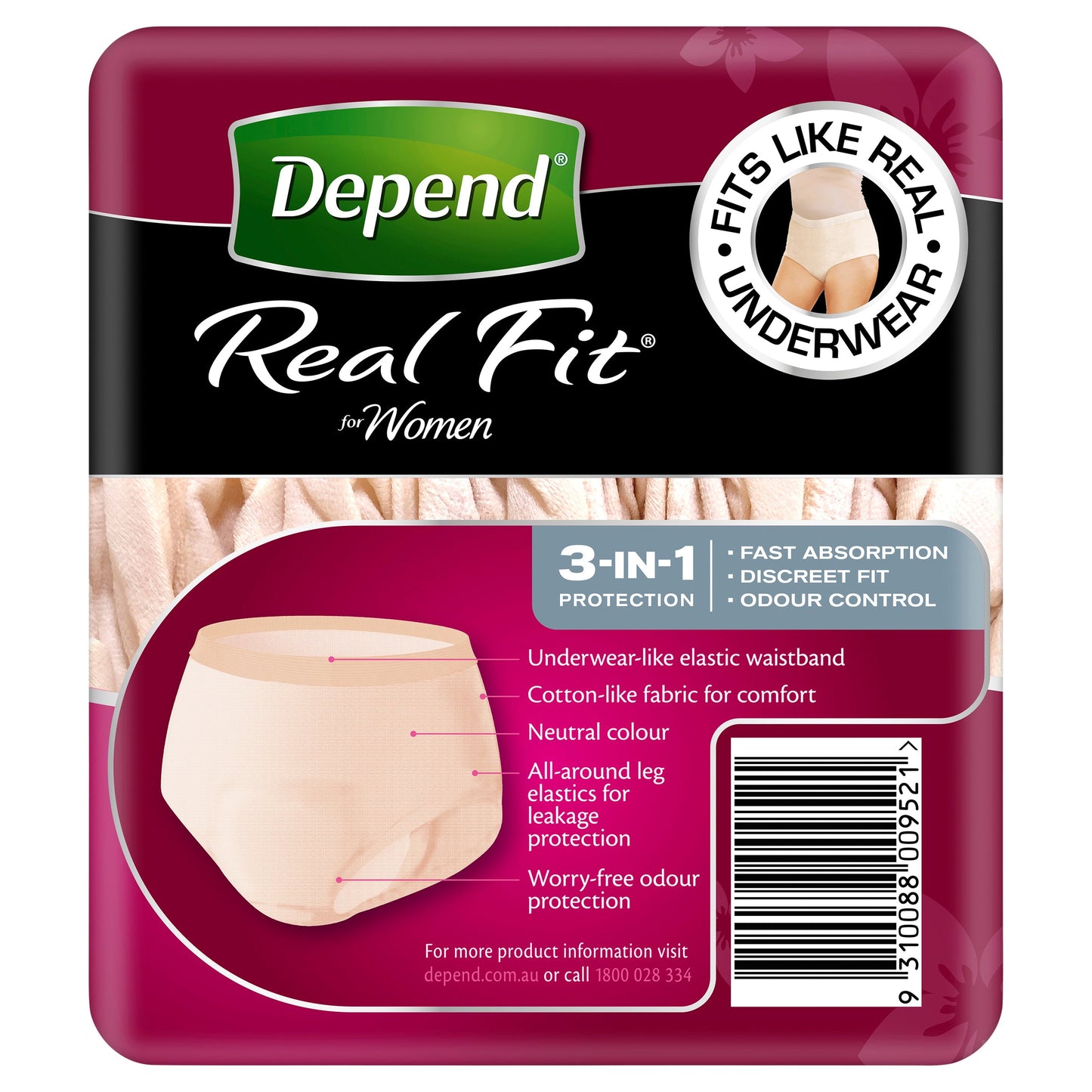 Depend Women REGULAR  Real Fit Underwear 8 Large
