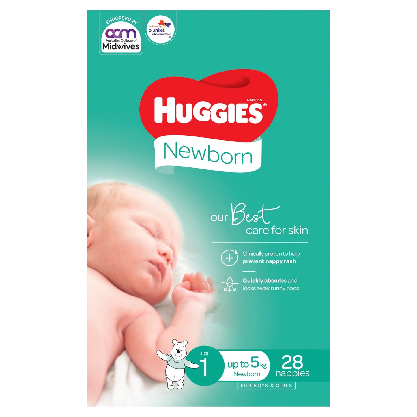 Huggies Newborn Nappies Size 1 (up to 5kg) 28PK