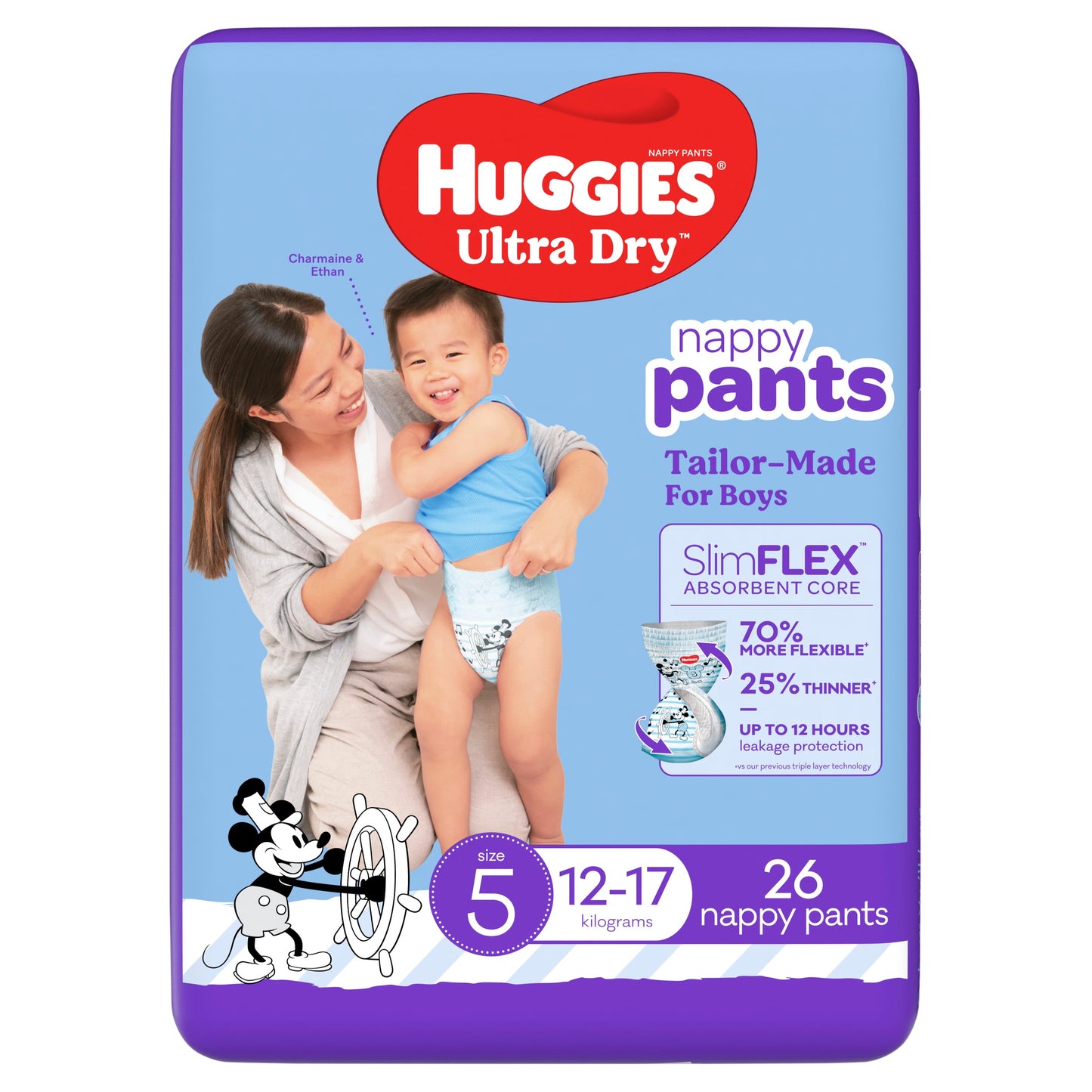 Huggies Ultra Dry Nappy Pants Boys Size 5 (12-17kg) 26 Pack