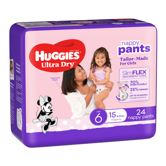 Huggies Ultra Dry Nappy Pants Girls Size 6 (15kg+) 24 Pack