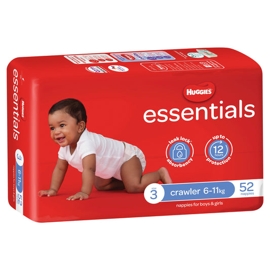 Huggies Essentials Nappies Size 3 6-11kg 52 Pack