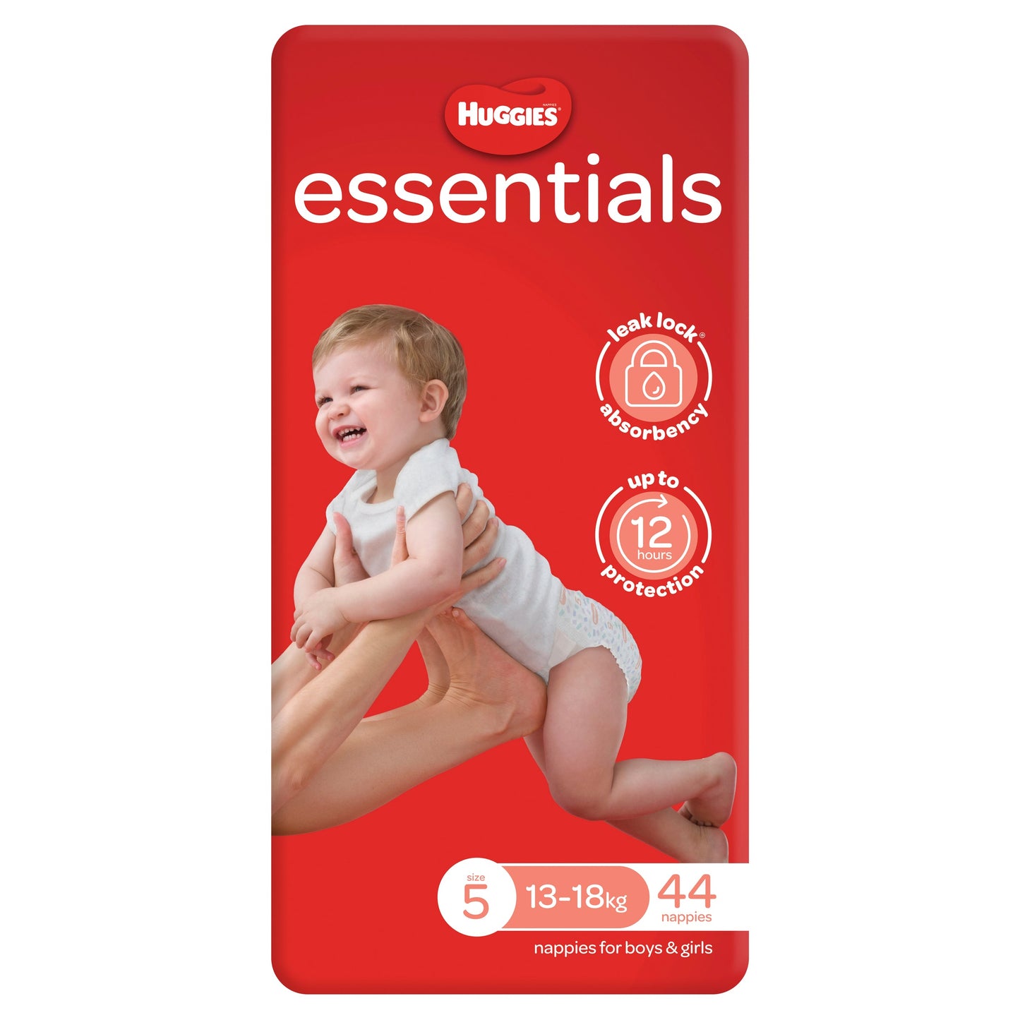 Huggies Essentials Nappies Walker  Size 5 (13 - 18kg) 44 Pack