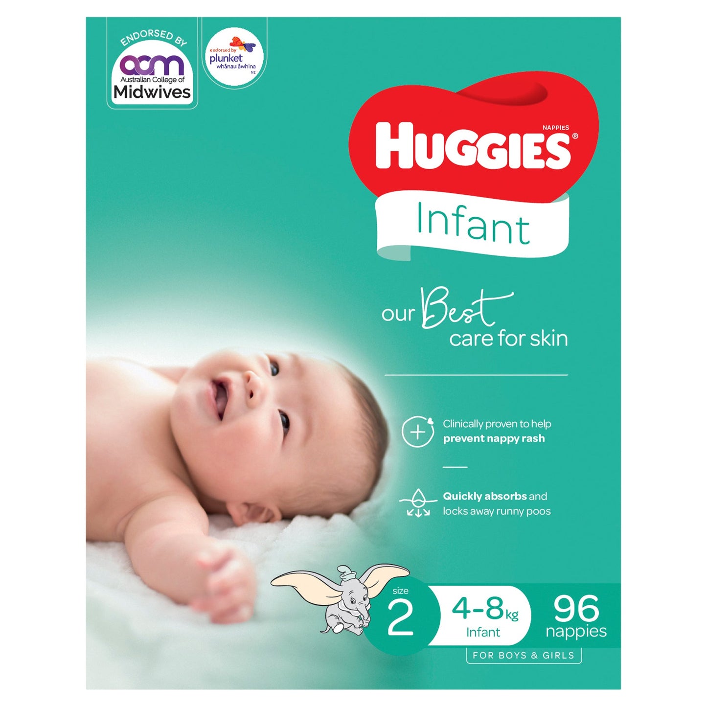 Huggies Jumbo Ultimate  Infant Nappies Size 2 (4-8kg) 96 Pack