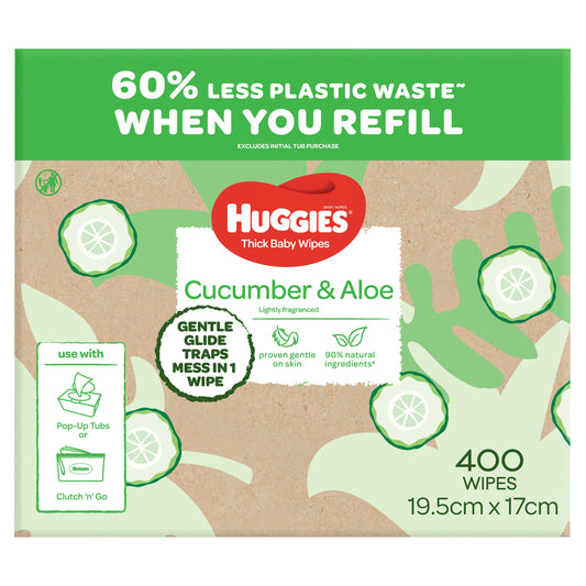 Huggies Thick Baby Wipes Cucumber & Aloe 400 Pack
