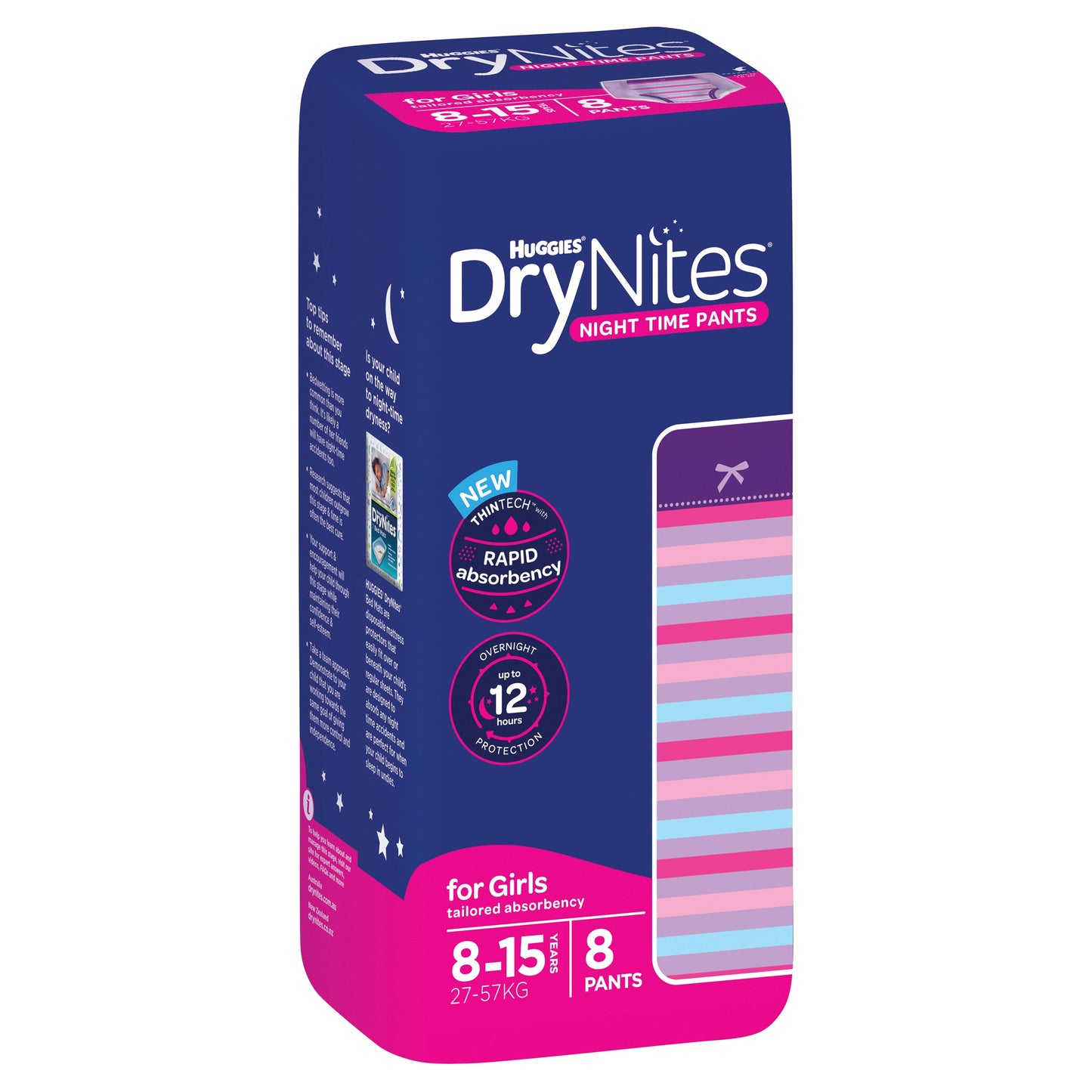 DryNites Night Time Pants for Girls 8-15 Years (27-57kg) 8 Pack